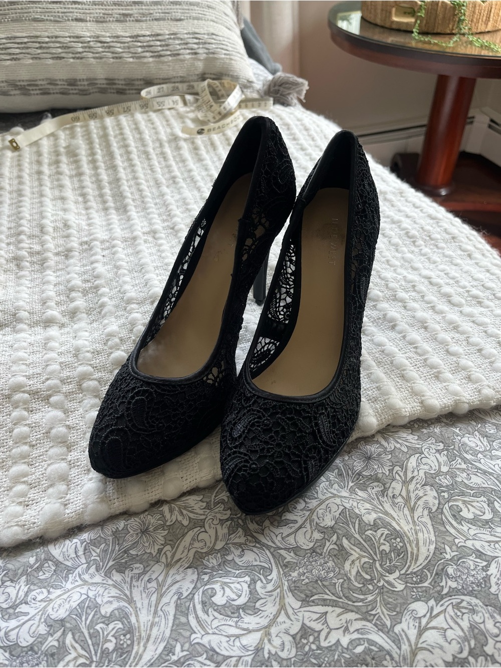 Nine West, Black Lace High Heel Pumps - Women